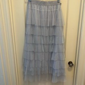 NWOT light blue Anthropologie tiered tulle Princess Midi Skirt